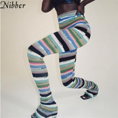 Nibber Summer Tight-Fitting Trousers Feet Pants Slim Striped Design For Sports Women‘s Casual Fashion Party Clubwear 2021