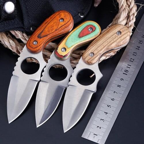 Wooden Handle Small Straight Knife Camping Mountaineering Survival Multi-function Knife Outdoor Knife Portable Knife Machete