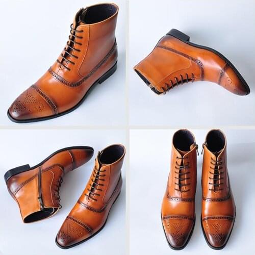 Fashion mens shoes luxury handmade shoes office wedding banquet dress original design casual business leather shoes Martin boot