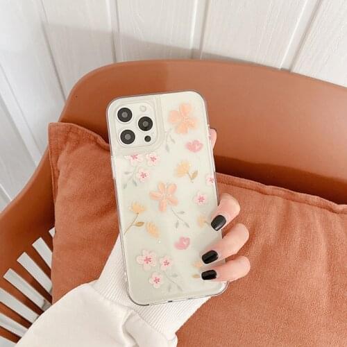 Hot tender Pink flower Glitter girl gift soft silicon phone case for apple iphone 7 8 plus 11 Pro X XS XR MAX 12 MiNi SE Cover