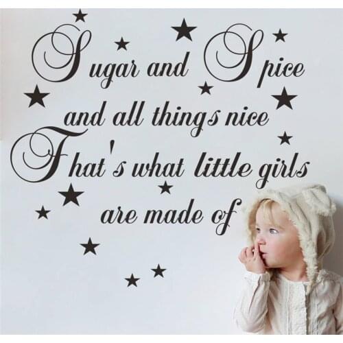 Sugar spice and all things nice quotes wall stickers for kids room home decor removable decals vinyl art