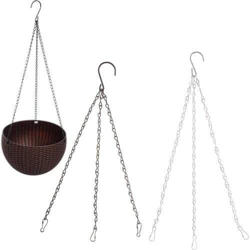 OOTDTY 3 Point Garden Basket Iron Hanging Chains 40CM S-shape Flower Planter Pots Holder Replacement