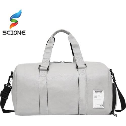 Hot PU Outdoor Men Sports Gym Bag Multifunction Training Fitness Shoulder Bag With Shoes Pocket Travel Yoga Handbag