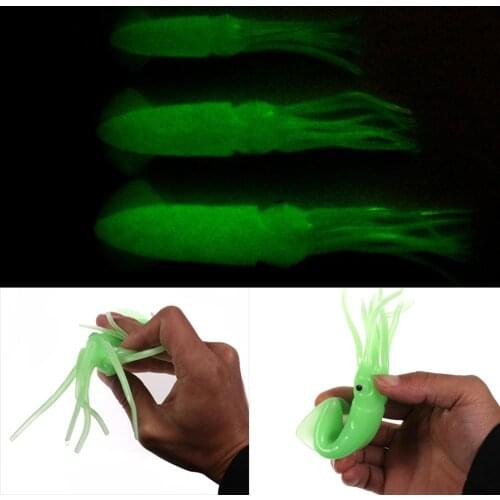3pc Soft Luminous Green Squid Octopus Skirt Lure DIY Rigs Saltwater Trolling Fishing Glowing Squid Jigs Baits 4.72″ 5.51″ 6.69