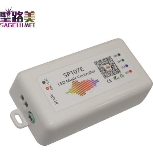 SP107E DC5V-24V Bluetooth-compatible Music LED Controller full color RGB SPI Control by phone APP for 2812 2811 LED Strip Tape