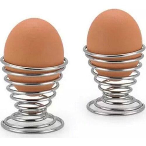 Stainelss Steel Spring Breakfast Stand Storage Rack Wire Tray Egg Cup Boiled Eggs Holder Egg Tools Cooking Tool 2pc/lot