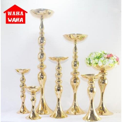 Wedding Decoration Crown Flower Stand Props T Table Flower Ware Lu Yin Electroplating Main Table Vase Crystal Vase Home Decor