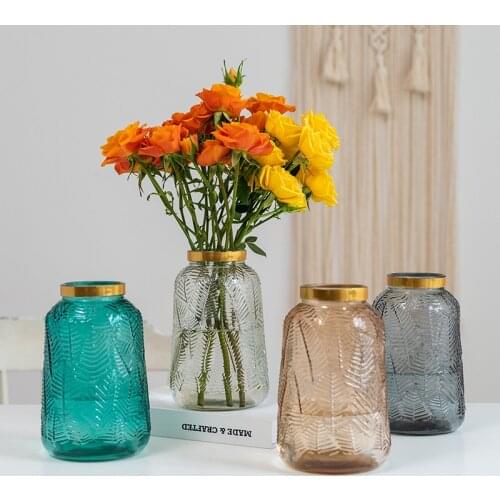 European style maple leaf vase home decoration ornaments flower arrangement glass vase home decoration vase