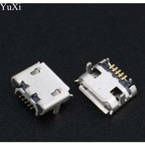 YuXi 100pcs micro USB 5pin jack Ox horn Four leg plate socket Female socket USB connector Ox horn short needle mini usb