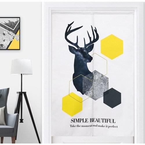 Nordic Elk Door Curtain Geometric Partition Curtain Household Bedroom Kitchen Shade Cloth Curtain Bathroom Toilet Half Curtain