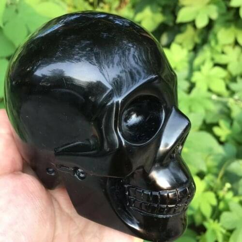 1pcs 800-1000g Large Natural Black Obsidian Stones And Minerals Carved Skull For Home Decor Reiki Energy Chakra Gifts