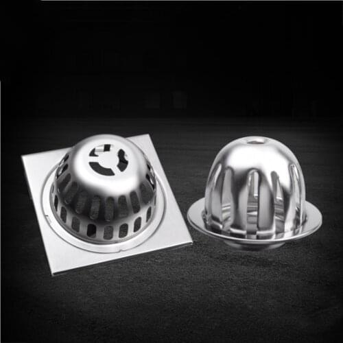 1pc Stainless Steel Balcony Floor Drain Square Round Wire Drawing Straight 90-110 Pipe Floor Drain