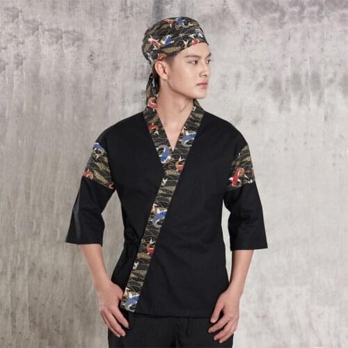 1 piece Sushi Workwear Japan Cuisine work suit fish pattern Restaurant service uniform Chef Serving