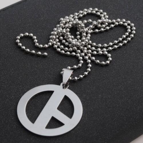 10 Stainless steel hollow anti-war logo necklace geometric round peace Sign GD peace symbol titanium steel necklace jewelry