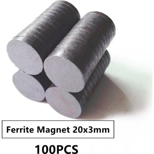 100PCS/LOT Y30 Disc Ferrite Magnet 20*3 Permanent magnet 20x3 Black Round Speaker magnet 20 x 3