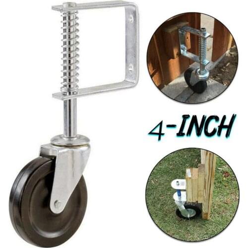 1x 4in Spring-Loaded Door Wheel/Silent Furniture Rubber Wheel Casters 60kg