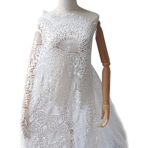 2Yards Geometry High Quality Nigerian Wedding African Lace Fabrics Most Popular Guipure Cord Lace Fabric For Party Evening Dress