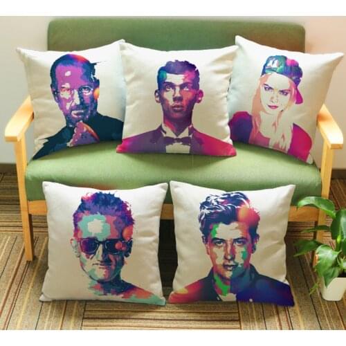 2018 Color Painting Decorative Pillows Home Decor US Celebrities Portrait Steve Jobs Mr. Bean Throw Pillow Cases Cushion Cover