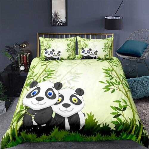 3D Animal Black White Panda Printed Duvet Cover Pillowcase Bedding Set 2/3 Pcs Single Twin Double Queen King Size Quilt Cover