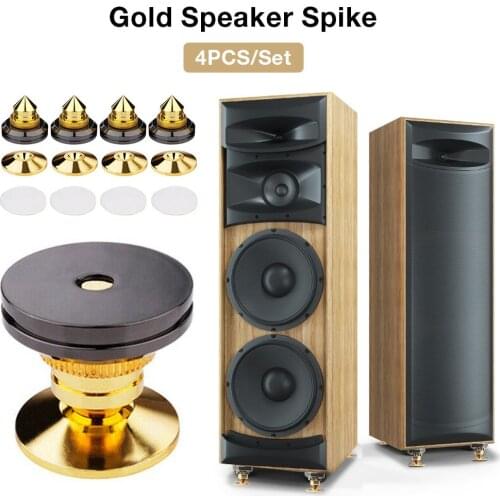 4PCS/Set Speakers Stand Foot Golden Spikes Speaker Pad Gold Spikes Pure Gold Loudspeaker Box Nails Cone Floor Foot Nail