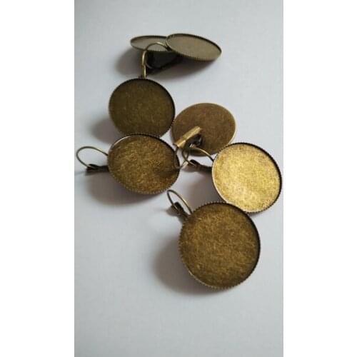 500pcs Fit 16mm Cameo Glass Cabochon Antique Bronze Bezel French Lever Blank Back Earring Base For DIY Jewellry Findings CFS151