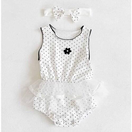 Baby Girl Clothes Lace Collar Baby Bodysuit Sleeveless Infant Girls Jumpsuit Lovely Dots Baby Girl Summer Rompers One Piece