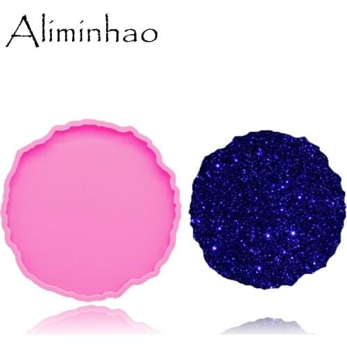DY0278 Shiny High quality round Silicone Molds epoxy resin molds coaster DIY geode coasters Mould