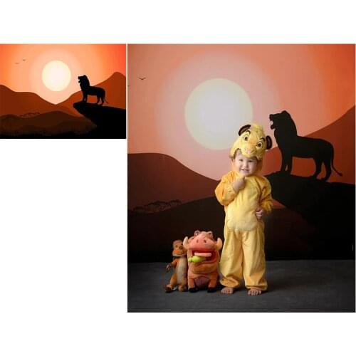 Photography BackDrop Lion King Prairie King Gradient Sunset Maintains Photo Studio Kids Portrait Booth Background Poly Back Drop