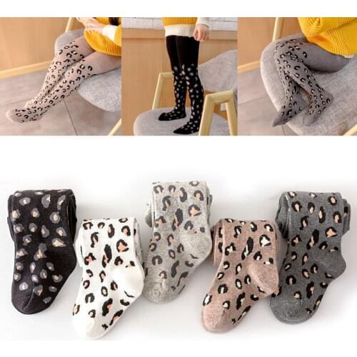 Leopard Printing Dot Girls Tights Children Cotton Pantyhose Autumn Winter Kid Stockings Toddler Tights Baby Girl Clothing