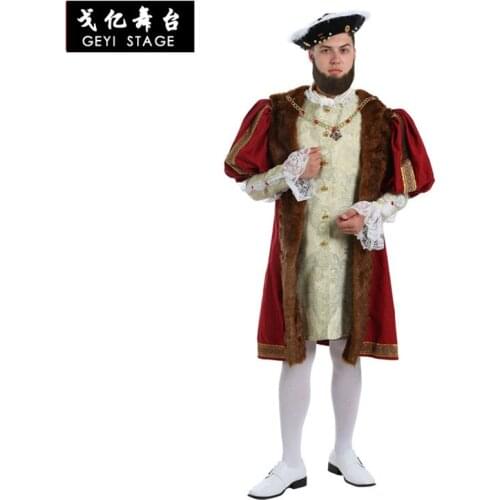 New Cosplay diy Medieval Tudor Elizabethan King Henry VIII Cosplay Costume Adult Renaissance Tudor Knight Lord Tunic Outfit