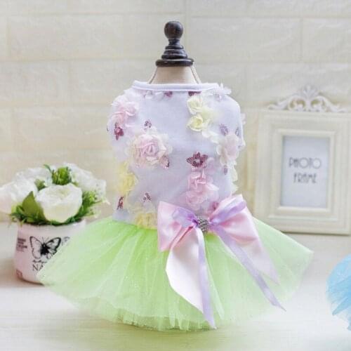 Beautiful Pet Dog Lace Tullle Dress Big Bow Puppy Princess Dress Dogs Summer Clothes Home Pets Dress Up