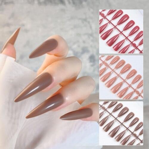 Colorful Fake Nails Long Nude Full Cover Long Matte Artificial Acrylic Nails Fake Nail Tips Artificial Nail Finger Tips