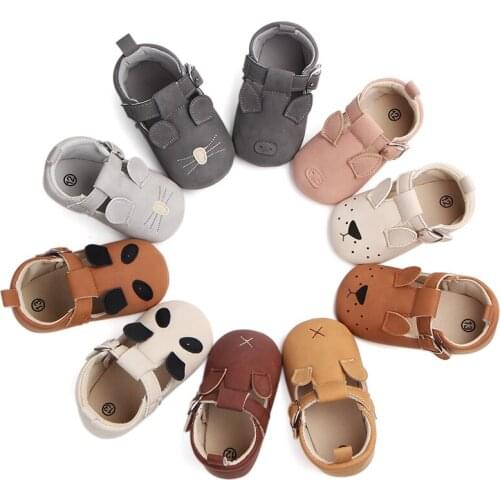 Infant Flat Shoes Cartoon Animals Pattern Low-top Soft Sole Sneakers for Boys and Girls 2021 Spring Autumn First Walkers 0-12M