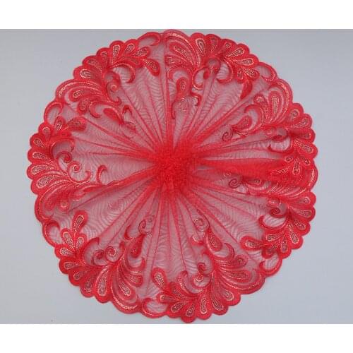 2Yards Mesh LaceTrim Dress Wedding Red Lace Ribbon Fabric Applique Baby DIY Embroidered Sewing Craft 26cm Width