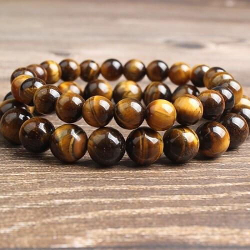 LanLi fashion natural Jewelry Yellow Tiger Eye stone beads Bracelet DIY Charms Men Strand Beads Yoga Women Bracelets