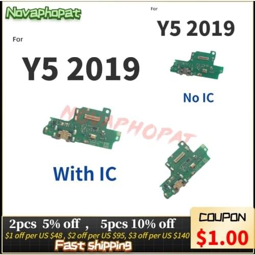 Novaphopat For Huawei Y5 2019 Charger Port USB Dock Charging Plug Connector Connect Flex Cable Microphone Replacement +tracking