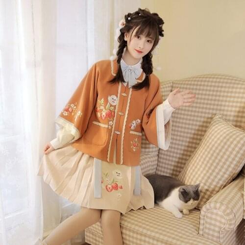 Chinese New Style Hanfu For Girls Square Collar Half Sleeve Outside Improved Classical Dance Clothes Female Daily Hanfu DQL5052