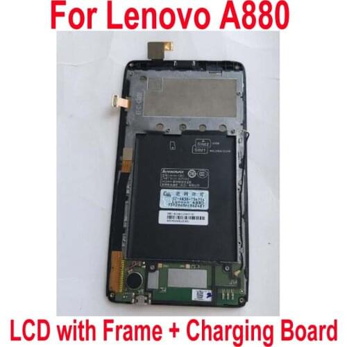 Original Tested Working Frame + LCD Display Touch Screen Digitizer Assembly Sensor For Lenovo A880 with Charging Board Flex