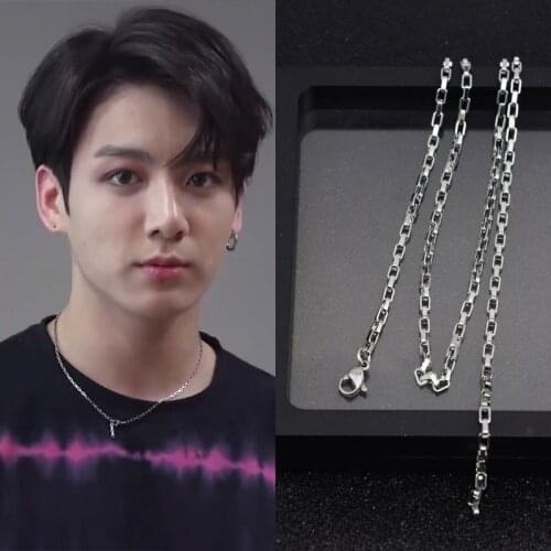 Korea Steel Jewelry 316l Stainless Steel Chain Necklace mens fashion silver color Necklace Hip Hop women Jewelry kpop
