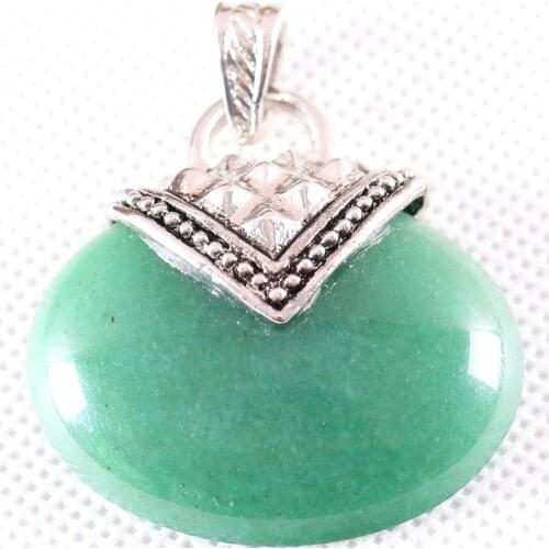 Necklace Pendant 40x40MM Oval CAB Cabochon Natural Green Aventurine Stone Bead Jewelry Gift K1142