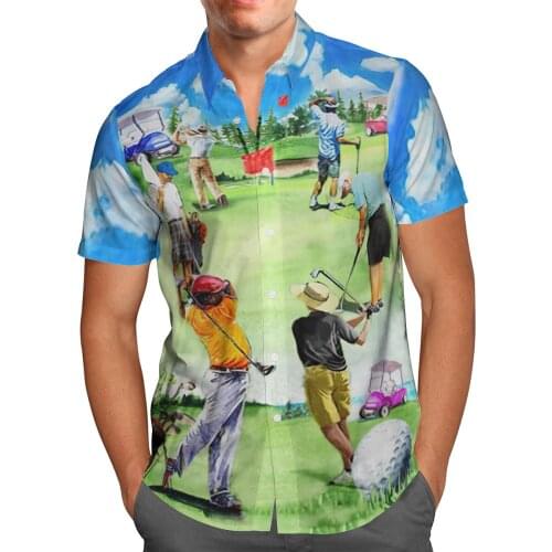 Love Golf 3D Print Beach Hawaiian 2021 Summer Shirt Short Sleeve Shirt Streetwear Oversized 5XL Camisa Social Chemise Homme-88