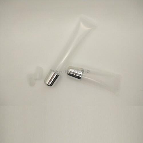 Empty 10g 15g 20g Lipgloss Squeeze Tubes Gold Silver Cap Cosmetic Packaging Clear Empty Lip Gloss Squeeze Tubes 25pcs/lot