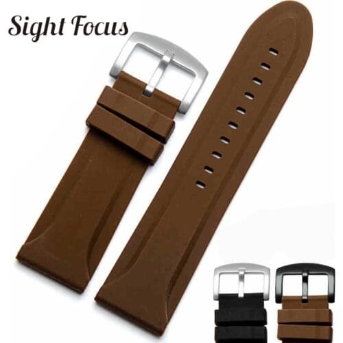 26mm Black Brown Silicone Rubber Watch Band for Armani AR0168 Watchband Watch Accessories Bracelet Men Buckle Wrist Strap Hombre