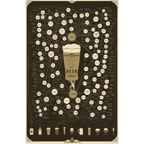 Beer Types Chart Art Silk Poster Print 24x36inch
