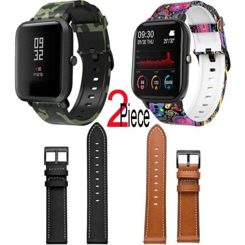 Smart Watchband For Xiaomi Amazfit Bip U Pro S GTS 2 Mini 2e GTR 42mm Bracelet Wristband Leather Silicone 20mm Smart Watch Strap