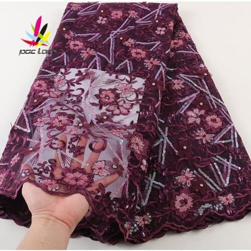 Blue African Lace Fabric 2021 Sequin Tulle Lace Fabric High Quality Beautiful French Tulle Lace Fabric