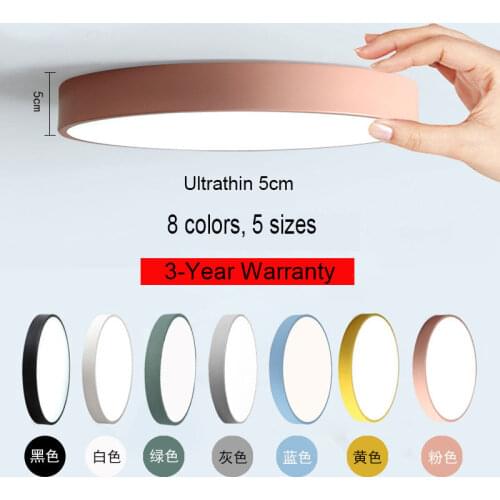 Modern Ultra-Thin Simple Macaron Colorful LED Ceiling Light 5CM Thin LED Lamp Round Flat Bedroom Ceiling Lamp 18W 24W 36W 48W