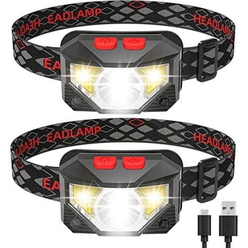 80000LM Hands-free Headlamp USB Charging Motion Sensor Head Lamp 2 Pack 8 Mode LED Headlamp for Camping Flashlight With Battery