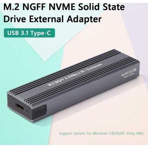 HDD External Enclosure Box For M.2 NVME SSD Case USB3.1 PCIE NGFF SATA 10Gbps PCI Protocol To Type C Hard Drive Enclosure