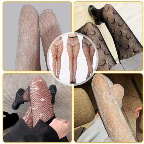 1 PC Sexy Women Pantyhose Summer Hollow Hot Diamond Stocking Large Size Temptation Fishnet Stockings Hot Sale Fits 40-100kg